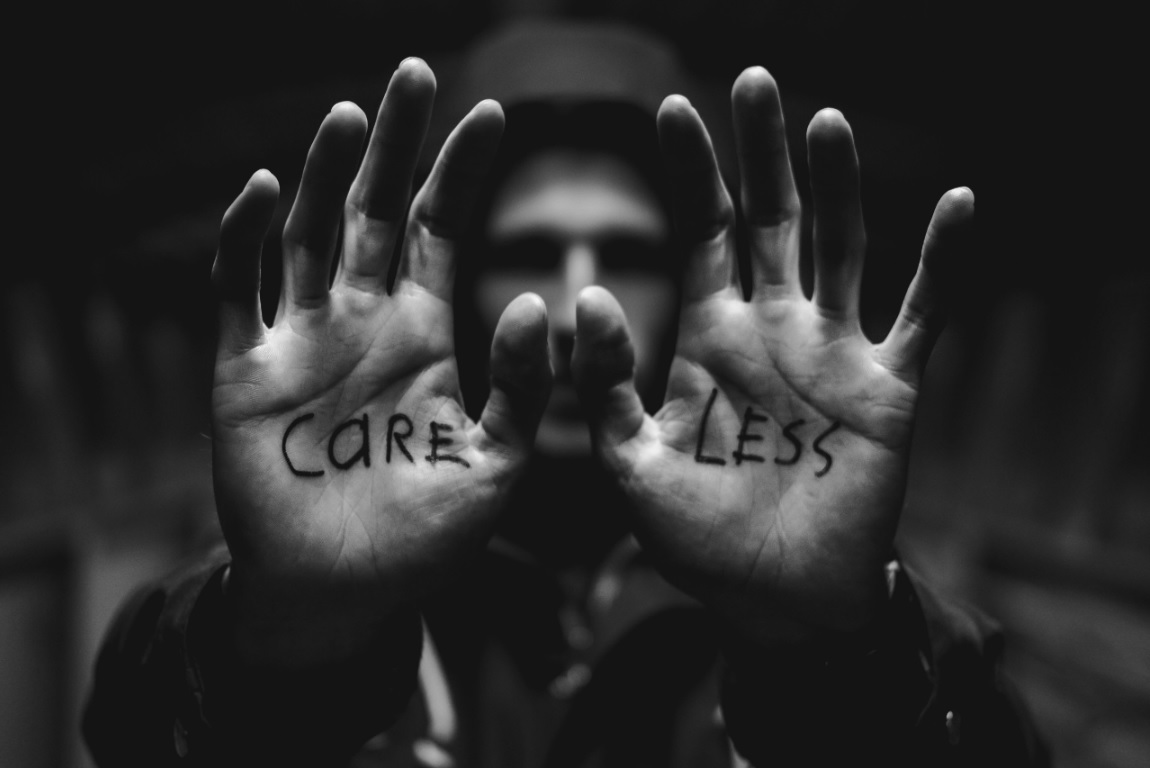 care less written on hands