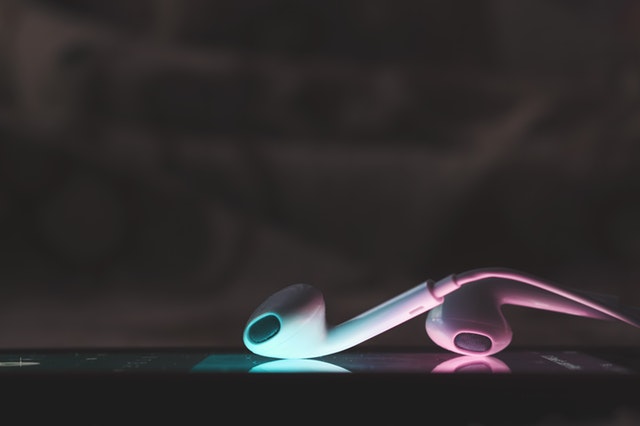 a pair of earbuds
