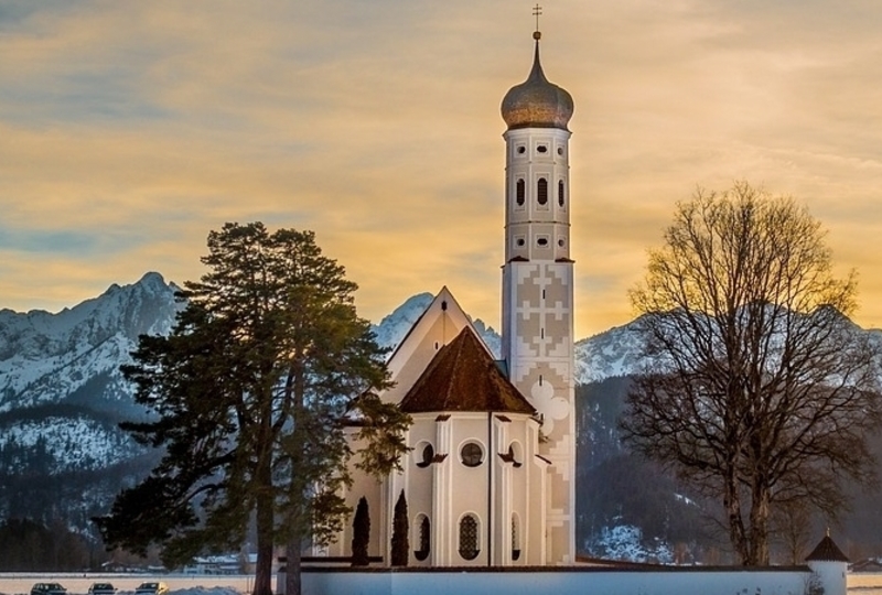 German church at sunset