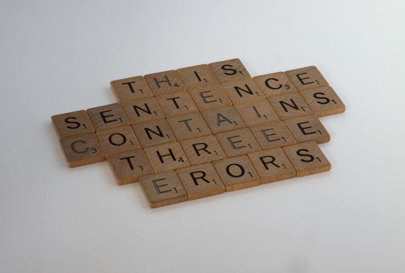 Sentence with wooden scrabble tiles