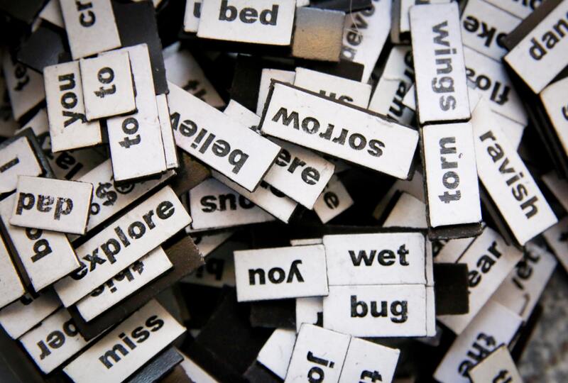 word stickers in black and white