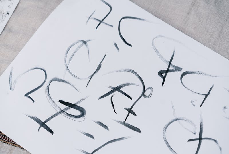 Hiragana letters on white paper