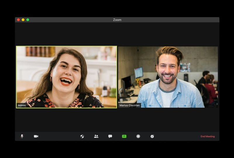 Woman and a man talking on a video call