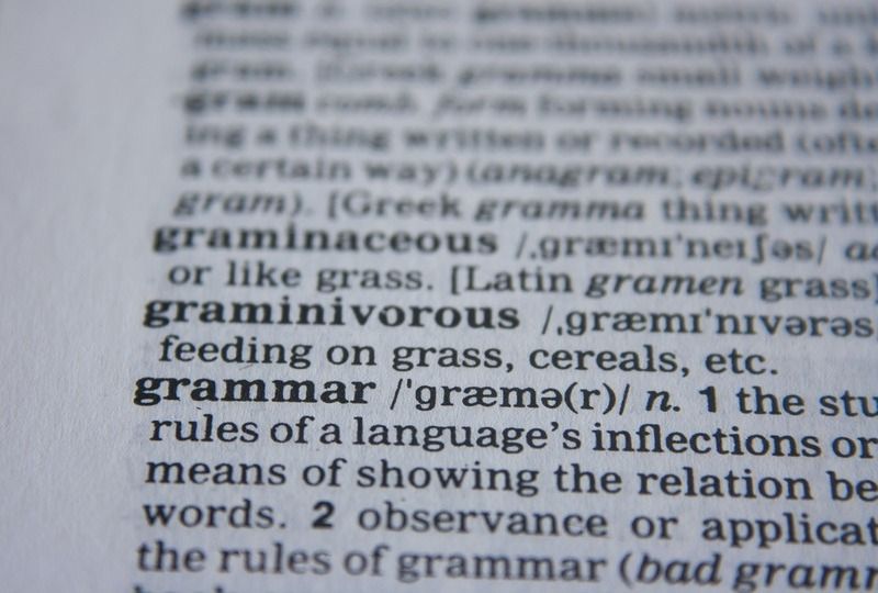 A dictionary focusing on the word 'grammar'