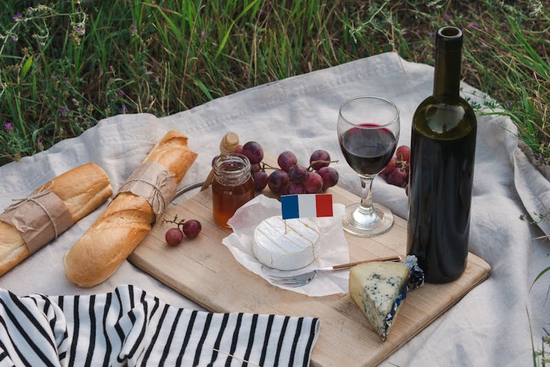 French food in a picnic.