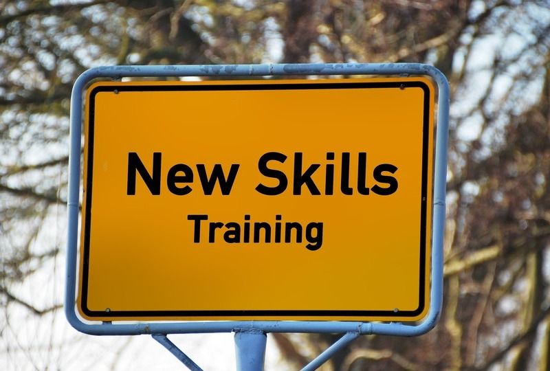 Sign that reads 'New Skills Training'
