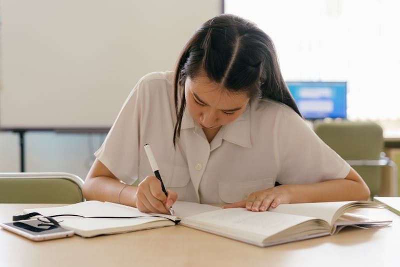 Girl studying.