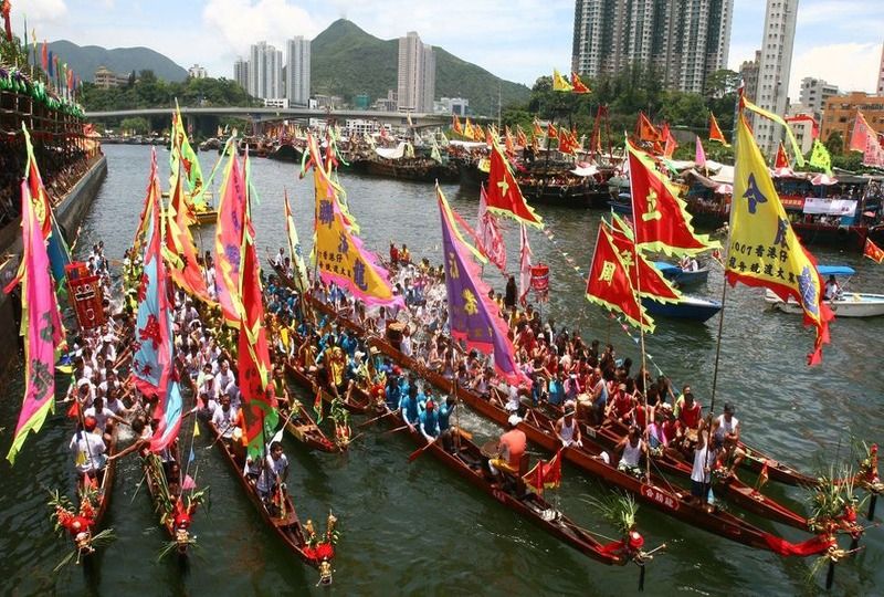 Dragon boat racing on the river