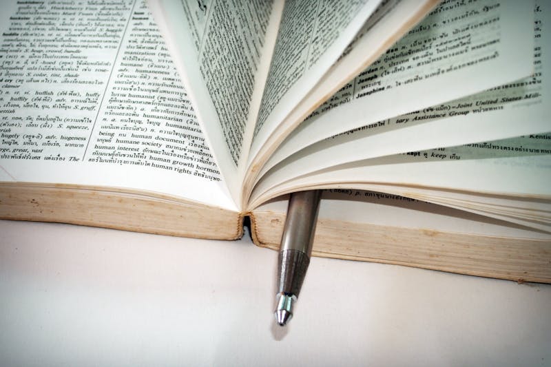 Open dictionary on table.